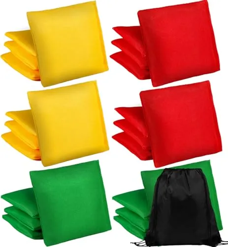Vabrloy 24 Stück Cornhole Säckchen,Wurfsäckchen für Cornhole Spiel,10 x 10 cm Nylon Sitzsäcke Werfen mit Tragetasche,Bean Bag Wurfspiel für Erwachsene und Kinder Outdoor Spiele(8 Farben)