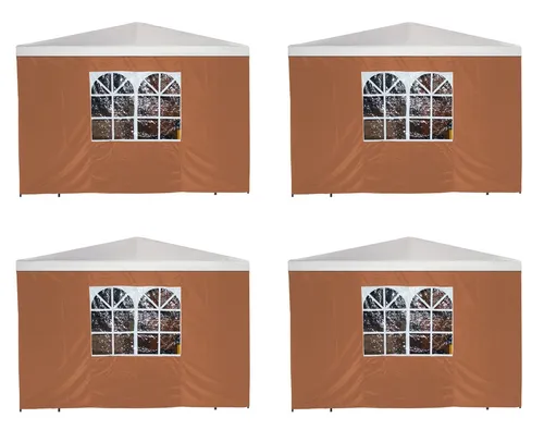 DEGAMO Pavillonseitenteil, 4er Set, 3x1,9 Meter, Polyester terracottafarben, mit Fenster