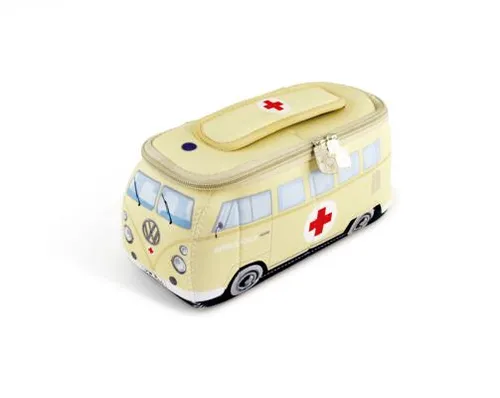 BRISA VW Collection - Volkswagen Neopren Kosmetiktasche T1 Bulli Bus - Reisetasche im T1 Bulli Design, multifunktional mit fünf Fächern und handlichem Tragegriff. Ideal als Kulturbeutel, Kühltasche oder Reiseapotheke - offiziell lizenziert von Volkswagen.