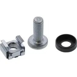 InLine® Käfigmutternset M6, je 100x Käfigmuttern, Unterlegscheiben, Schrauben Zubehör Stand- /