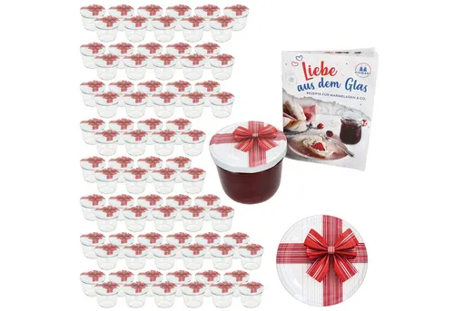 MamboCat Einmachglas 100er Set 230ml TO82 Geschenk - Praktisches 100er Set Sturzgläser mit Twist-Off-Deckeln und Rezeptheft für gesundes Einkochen und Konservieren von Leckereien. Ideal für Hobbyköche und Betriebe!