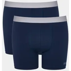 sloggi Boxer Men GO ABC 2.0 (2er Pack) längeres Bein, Baumwollmix, weich, elastischer Bund blau XS