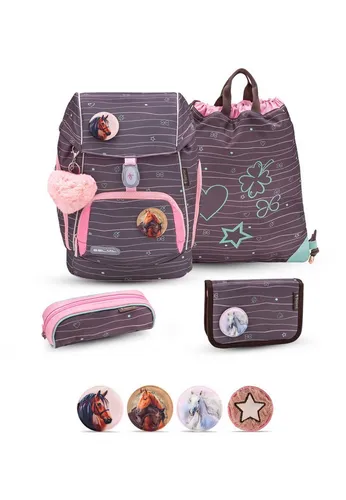 Belmil Premium Comfy Plus Schulranzenset 5-teilig - Mint, ergonomisch und sicher - Schulranzen Set 5-teilig mit ergonomischem Design, empfohlen von der Aktion Gesunder Rücken e.V. Ideal für Grundschüler von 1.-4. Klasse, inklusive reflektierenden Elementen für mehr Sicherheit.