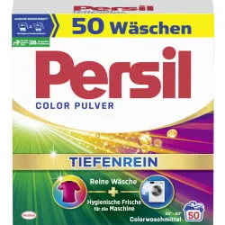 Persil Color Pulver Tiefenrein Colorwaschmittel PP50C - 3 kg, 50 WL - Waschmittel für strahlend reine Wäsche und hygienische Frische. Mit Tiefenrein Technologie entfernt es selbst hartnäckige Flecken und bekämpft unangenehme Gerüche.