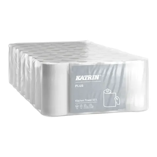 Küchenrollen KATRIN PLUS 3-lagig - extrem saugfähig - Küchenrollen, qualitativ hochwertig und besonders weich, ideal für den täglichen Gebrauch, zertifiziert mit dem EU Ecolabel und 100% recycelbarer Verpackung.