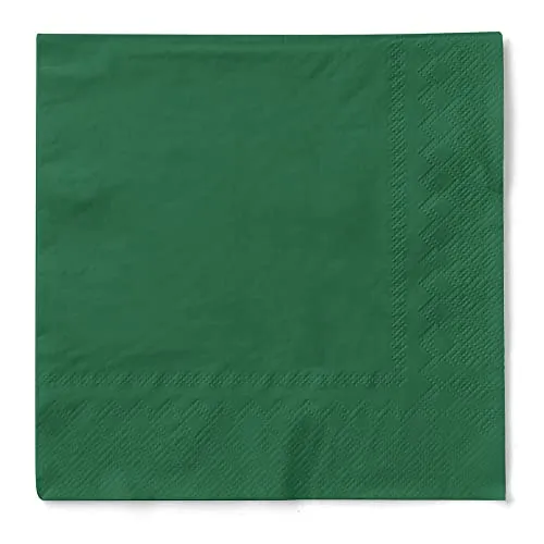 MANK Serviette in DUNKELGRÜN, 3-lagiges Tissue, 33x33 cm, 1/4 Falz, 100 Stück, elegante Papierservietten für Gastronomie, Bar, Restaurant & Events