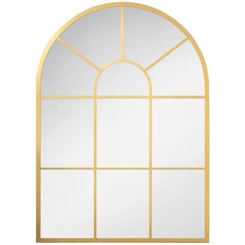 HOMCOM Wandspiegel Fensterspiegel 70 x 50 cm - Dekorativer Wandspiegel mit elegantem Metallrahmen, ideal zur optischen Vergrößerung von Räumen und zur Reflektion von Licht. Perfekt für Wohnzimmer, Schlafzimmer oder als Geschenk.