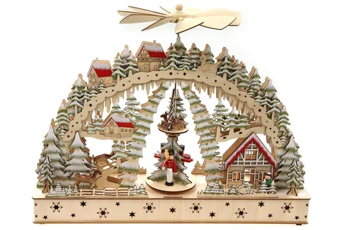 3D Lichterbogen mit Drehelement, batteriebetrieben 35*6*35cm mit Licht & Timer