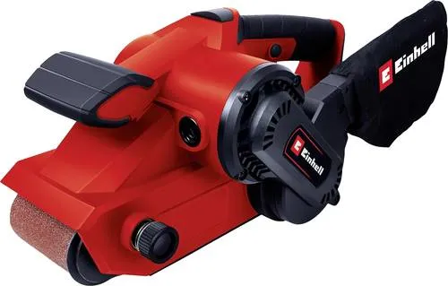 Einhell Bandschleifer TC-BS 8038 rot/schwarz - Schleifmaschine mit 800 Watt Leistung für schnellen Materialabtrag, ideal für Heimwerkerprojekte und professionelle Anwendungen.