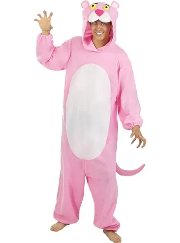Der rosarote Panther Kostüm - XL - Kostüm für Erwachsene mit bequemem Overall und integrierter Kapuze, perfekt für Kostümpartys und Karneval, um die ikonische Figur mit Stil zu verkörpern.