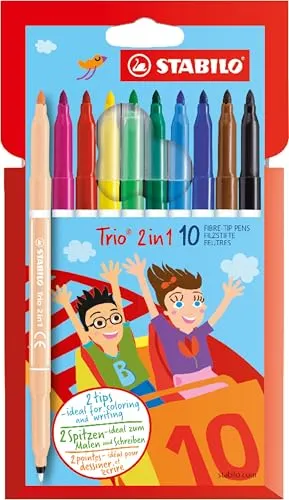 STABILO - Filzstift und Fineliner in einem - Trio 2 in 1-10er Pack