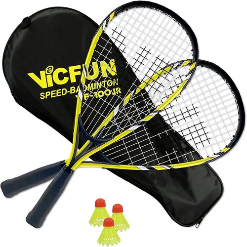 Speed Badminton Junior 100 gelb/schwarz - Badmintonschläger für Freizeitspieler - Midsize Badmintonschläger aus Aluminium in leuchtendem Gelb, ideal für Freizeitspieler. Inklusive Schlägerhülle und Bällen für sofortigen Spielspaß.