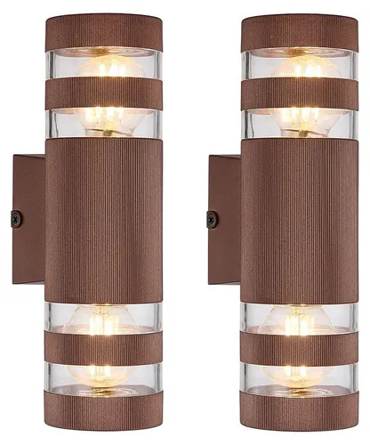 GLOBO LIGHTING Wandleuchte Up Down bronze 2-flammig H 22 cm - Moderne 2-flammige Wandleuchte in elegantem bronzefarbenen Finish. Ideal für stilvolle Lichtakzente, mit klaren Glaselementen und E27-Fassungen für individuelle Lichtgestaltung. Perfekt für schmale Wandflächen!