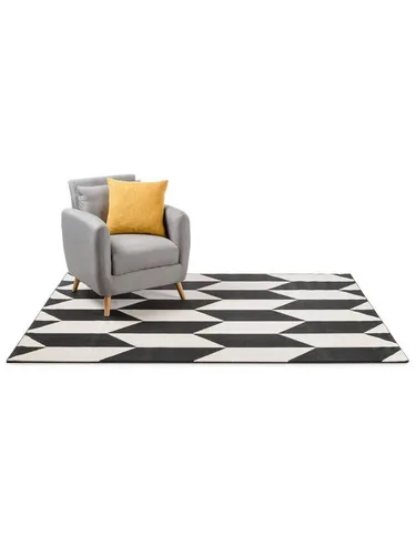 benuta Pop Teppich, Schwarz, 80x150 cm - Teppiche & Böden, eleganter Grafikmuster-Teppich in Oeko-Tex® Standard 100, wasserabweisend und perfekt für jeden Raum.