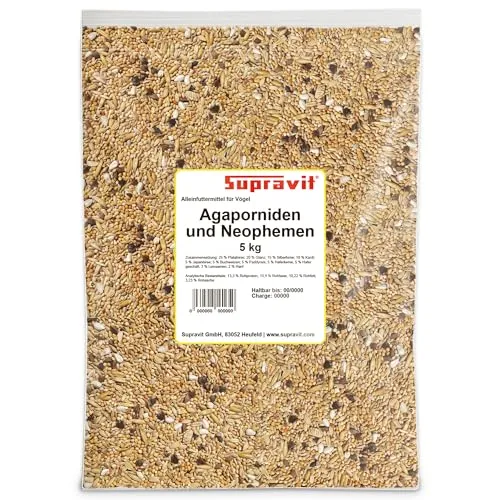 Supravit Agaporniden & Neophemafutter 5kg I abwechslungsreiche Mischung aus gesunden Körnern & Saaten I für die tägliche Fütterung von Sittichen & Papageien…