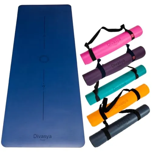 DIVASYA Premium Yogamatte rutschfest – Naturkautschuk mit professioneller Grip-Oberfläche - Die DIVASYA Yogamatte bietet hervorragende Rutschfestigkeit dank natürlichem Kautschuk und einer speziellen Eco-PU-Oberfläche. Mit 185x68cm und 4,5mm Dicke sorgt sie für optimalen Halt und Komfort bei jeder Yogapraxis.
