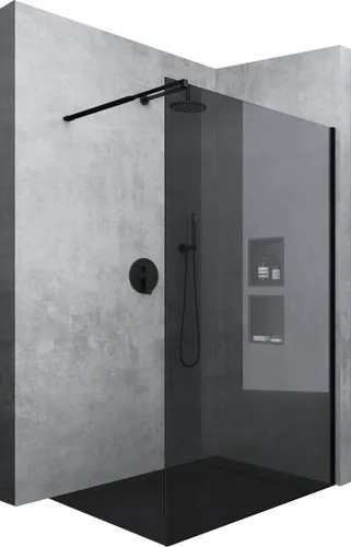 doporro Walk-in-Dusche Duschwand schwarz mit Nano Glas - Elegante Duschabtrennung aus 10mm ESG Sicherheitsglas, variabel einstellbar von 70-120 cm, inkl. NANO-Beschichtung für einfache Reinigung. Ideal für ein modernes Badezimmer.