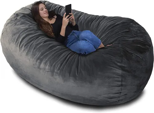 Charlie & Finn Riesiger Sitzsack XL mit Velour Bezug in grau von Charlie & Finn