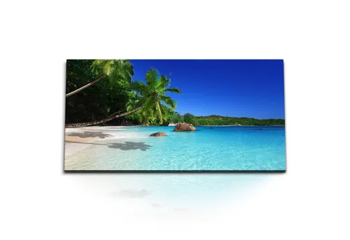 Sinus Art Leinwandbild Kunstdruck Bilder 120x60cm Palmen Strand Meer Sommer Sonne Traumstrand, (1 St)