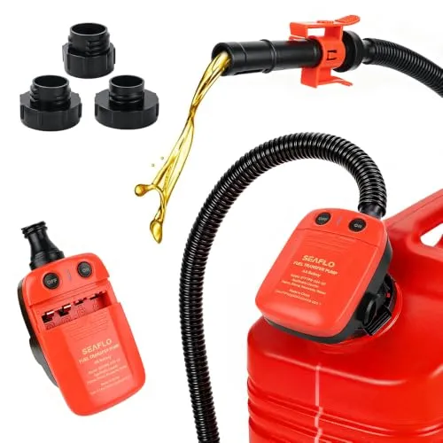 RNPKZ Kraftstoff Umfüllpumpe mit Auto-Stopp-Sensor, Elektrische Benzinpumpe, Kraftstoffpumpe mit Schläuchen und Zapfpistole, Elektrische Transferpumpe 2.4GPM mit 3 Adaptergrößen für Benzin, Diesel, Öl