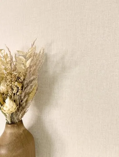 Newroom Tapete Beige Vlies Leinenoptik - Modern Unifarbe Strukturtapete für Wohnzimmer Schlafzimmer