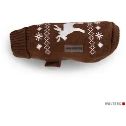 Wolters Hundepullover Elch braun/weiß - Sonstiger Hundebedarf, stylischer Strickpullover für Hunde mit Elch-Motiv, ideal für kalte Tage und sorgt für Wärme und Komfort.