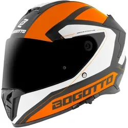 Bogotto FF122 BGT Helm XL - Weiss-Orange für Männer - Motorradhelm mit Ratschenverschluss und gespritzter thermoplastischer Schale, ECE 22.06 zertifiziert für optimalen Schutz und Komfort.