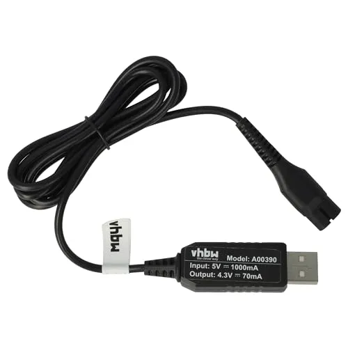 vhbw Ladekabel kompatibel mit Philips BT3205/15, BT3203/15, MG5720/15, BT3206/14, BT3201/15 Rasierer - Netzkabel, 12,4 cm