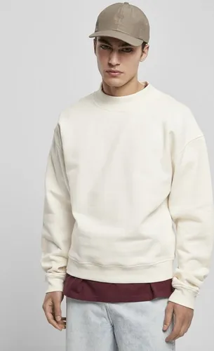 Urban Classics Herren Sweatshirt Mock Neck Crew in Whitesand 5XL - Oversize Herren Sweatshirt mit halbem Rib-Rollkragen aus weichem Brushed Fleece. Ideal für lässige Streetwear-Looks und hohen Tragekomfort!