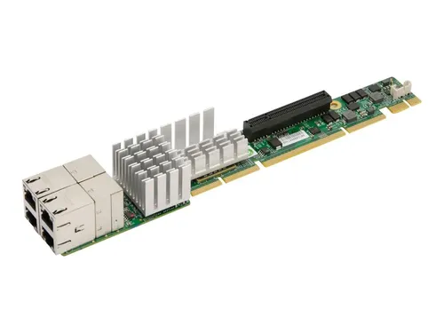 Supermicro AOC-UR-i4XT 1U Ultra Riser - 4-Port 10Gb Ethernet Netzwerkadapter für SuperServer, ideal für leistungsstarke Netzwerkanwendungen, bietet zuverlässige Konnektivität und hohe Geschwindigkeit.