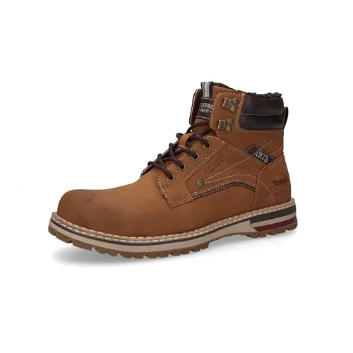 Dockers by Gerli Herren Schnürstiefel in Braun, Größe 42 - Wanderschuhe mit robustem Synthetik-Obermaterial, ideal für Outdoor-Aktivitäten und bequem dank flachem Absatz.