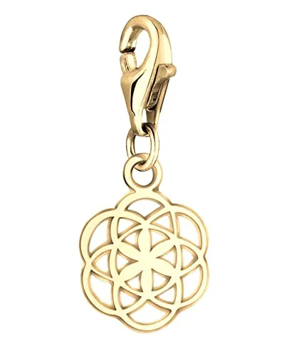 Nenalina goldener Blume des Lebens Karabiner Charm Anhänger - Clasp Charms für Damen, aus hochwertigem vergoldetem 925er Sterlingsilber, vielseitig kombinierbar und ideal für besondere Geschenke zu Anlässen.