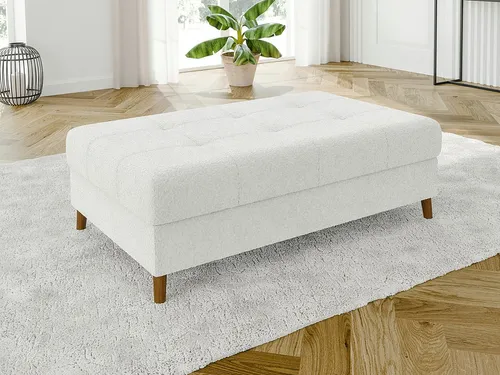 S-Style Polsterhocker Leif - Polsterhocker im skandinavischen Stil, aus hochwertigem Boucle-Stoff mit Wellenfederung, ideal für zusätzlichen Sitzkomfort und als Schlaffunktion für Gäste.