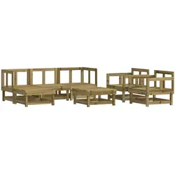 vidaXL 7-tlg. Garten-Lounge-Set aus Kiefernholz - Braun - Stylisches Garten-Lounge-Set aus imprägniertem Kiefernholz für entspannte Stunden im Freien. Robuster Rahmen und elegantes Latten-Design bieten Komfort und Langlebigkeit.