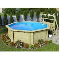 Karibu Achteckpool Massivholzpool kdi - Achteckiger Gartenpool aus witterungsbeständigem Fichtenholz, ideal für erholsame Sommermomente im eigenen Garten.