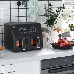 Heißluftfritteuse mit 2 Frittierkörben und 8 Programmen