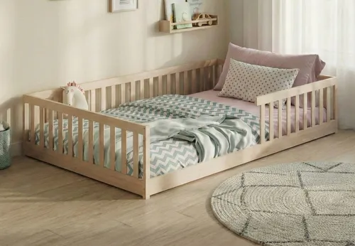 Montessori Bodenbett 140x200 cm mit Rausfallschutz