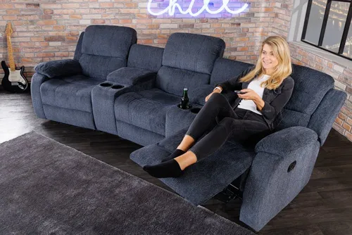 riess-ambiente TV-Sessel HOLLYWOOD dunkelgrau - Fernsehsessel mit Relax-Funktion und integrierten Getränkehaltern für das perfekte Heimkino-Erlebnis. Komfortable Premium-Polsterung und praktische Aufbewahrungsfächer.