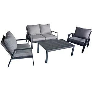 Lounge-Set VICTORIA, 4-tlg - Gartenmöbel-Set für 4 Personen mit hochwertigem Aluminium und pflegeleichten Kissen für höchsten Sitzkomfort. Perfekt für entspannte Stunden im Freien!