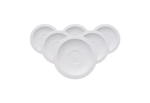 Villeroy & Boch White Pearl Suppenuntertasse 6er Set - ø 18,5 cm - Thermobehälter aus hochwertigem Premium Bone Porzellan, mikrowellensicher und spülmaschinenfest, ideal für stilvolles Servieren von Speisen.