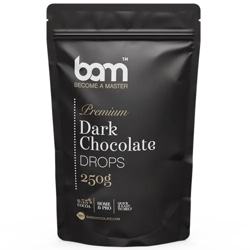 BAM Zartbitter Schokolade Drops, Tropfen, Callets zum Schmelzen, Backen für Zuhause und Profi (250 g)