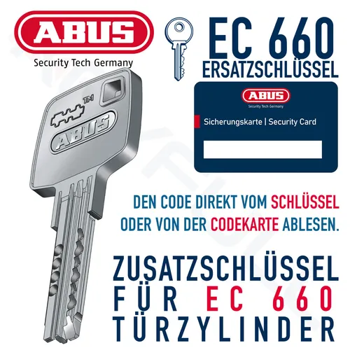 ABUS EC660 EC 660 Nachschlüssel nach Code Ersatzschlüssel Zusatzschlüssel