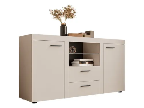 Mirjan24 Kommode Sand, 3 Schubladen, 156x82x40 cm - Praktische Kommode in Sandfarbe mit 3 geräumigen Schubladen für Ihr Wohnzimmer. Stabiler Holzwerkstoff und modernes Design sorgen für eine ansprechende Optik und Funktionalität.