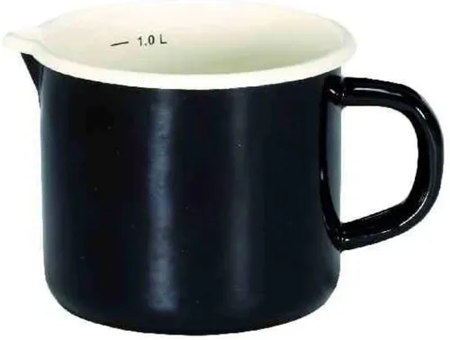 Karl Krüger Milchtopf Milchtopf Kochtopf Topf Ausguss Emaille schwarz Triest 1 L, (1-tlg)