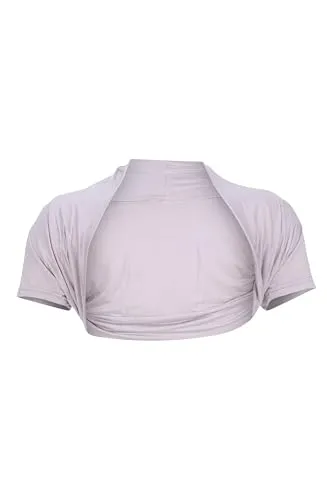 Easy Young Fashion Damen Bolero Jäckchen kurzarm - elastisch & figurbetont - Basic Schulterjacke - weiche Open Front Jacke 3009 - (Grau)