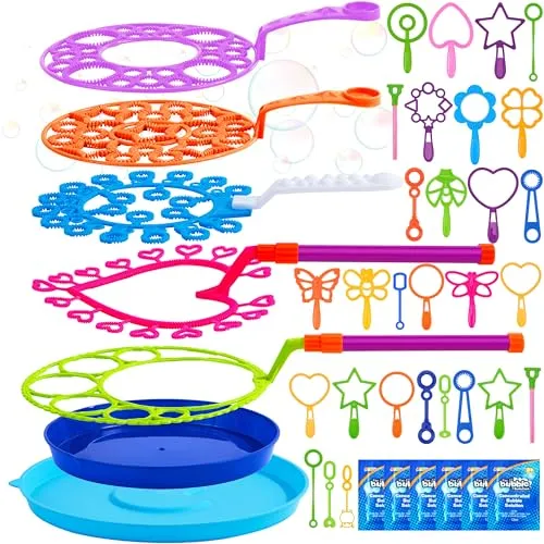 JOYIN Big Seifenblasenstäbe Set, Riesige Seifenblasen-Stab Spielzeug mit Tray Bulk, große Seifenblasen-Maker für Kinder Erwachsene, Sommer-Spielzeug, Geburtstag Party Favors, Außen-Aktivitäten, Ostern