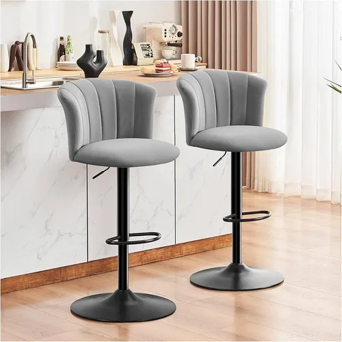 STOOLINK Barhocker 2er Set Höhenverstellbar mit Lehne, 360° Drehbar, Grau