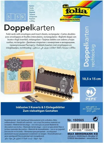 folia Klappkarten-Set 105 x 150 mm gold