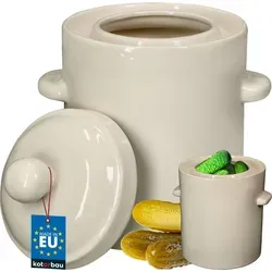 KOTARBAU® Sauerkraut Gärtopf Sauerkrauttopf 2,5L Tontopf mit Deckel Steinguttopf Fermentieren Dauerkrautfass Gurkentopf Steingut Rumtopf Einlegto...