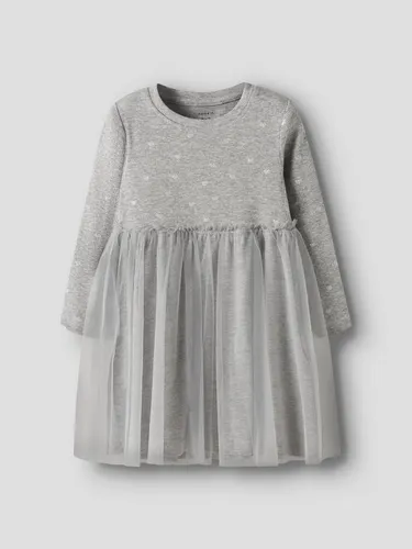 NAME IT Mädchen Nmfnadja Ls Dress Noos, Grey Melange, 122 in grau von NAME IT